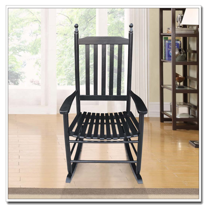 Chaise berçante en bois massif, Noir