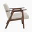 Fauteuil d'appoint moderne de style Mid-Century Garennier 27 po avec revêtement en tissu texturé, structure en bois d'hévéa massif, coussin d'assise en mousse Dacron-1567449155-1567449154