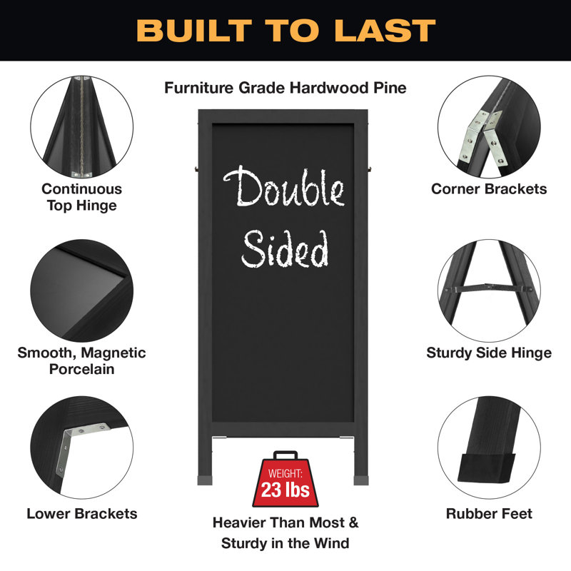 Freestanding Steel Magnetic Chalkboard, Framed Magnetic Board, Black Magnetic Board for Home or Office, Easy to Use, Durable, and Versatile Chalkboard Surface for Notes and Reminders