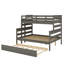 Lit superposé simple au-dessus d'un lit double en bois avec lit extensible-1828547725