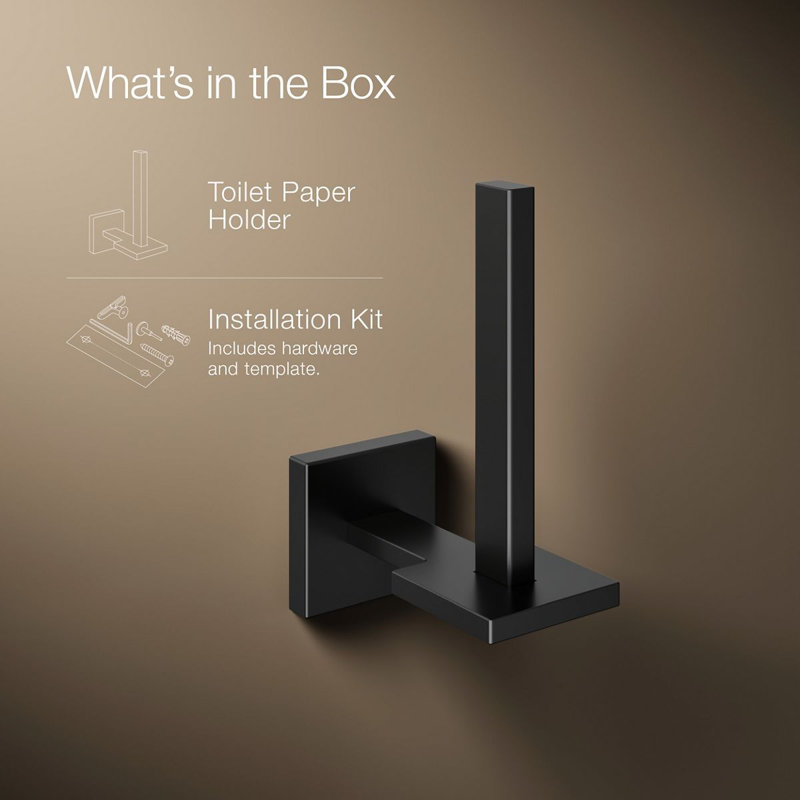 Square Vertical Toilet Tissue Holder, Matte Black