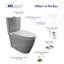 Toilette moderne une pièce à chasse double 1,1 / 1,6 GPF Reno en gris glacier (siège inclus)-94481061