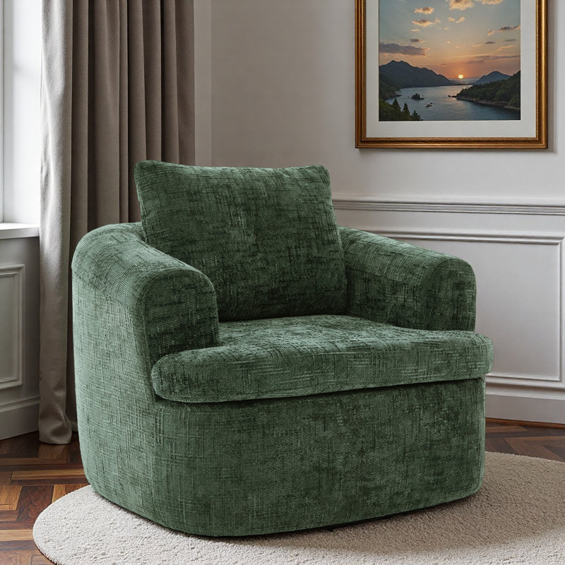 Fauteuil d'appoint pivotant à 360 ° avec coussins à deux couches, Vert