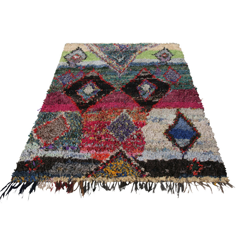 Moroccan One-of-a-Kind Hand Knotted Area Rug, Rectangle 5'3" x 7'