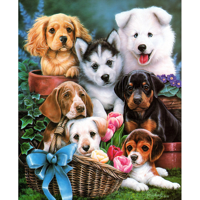 Puppies I, 24" H x 20" W