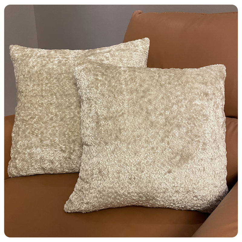 Ensemble de 2 housses de coussin en chenille moelleuse (sans insert), Blanc, H 20 po x l 20 po