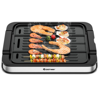 costway 39 cm Stainless Steel Non Stick Electric Grill Sandwich Maker & Panini Press with Lid