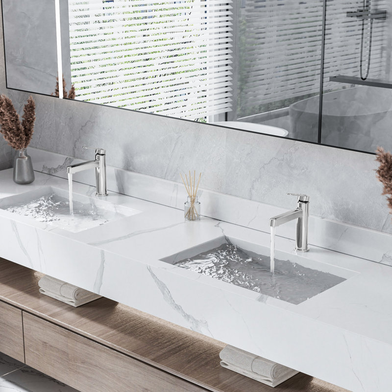 Solid Brass Single Handle Bathroom Sink Faucet With Optional Drain Assembly, Polished Chrome, Drain Assembly Not Included