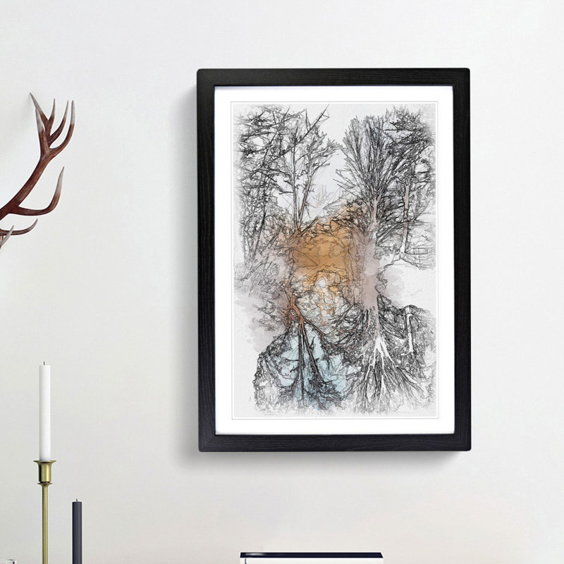 Trees - Picture Frame Painting Print, Black Framed, 45cm H x 33cm W x 2cm D