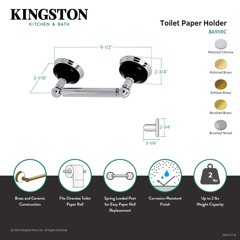 Kingston Brass Water Onyx Toilet Paper Holder, Polished Chrome