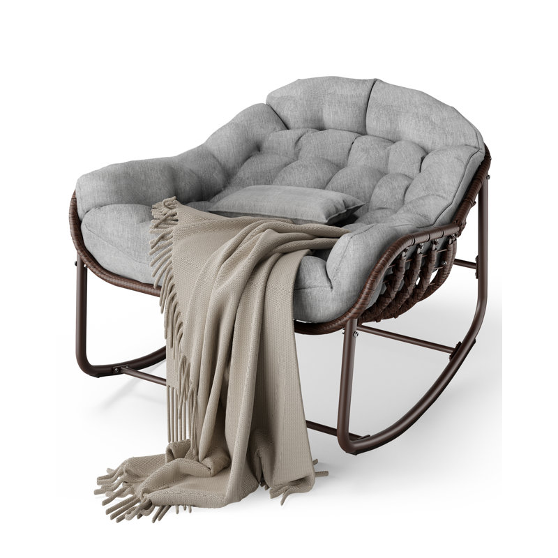 Fauteuil à bascule surdimensionné pour patio Patasan, Gris, Brown