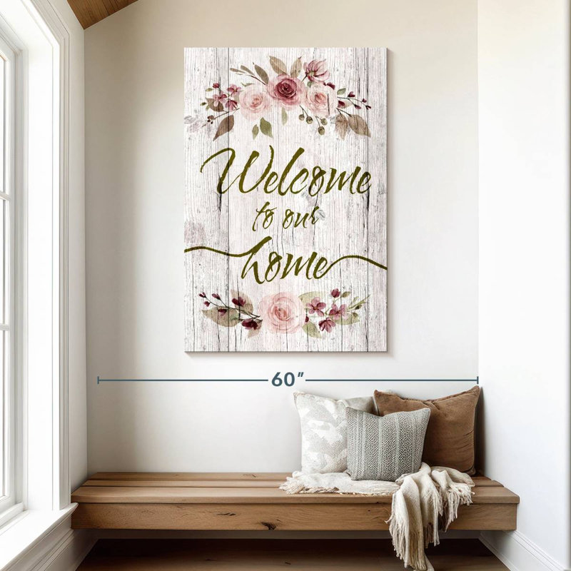 Panneau floral sur bois, H 48 po x l 32 po
