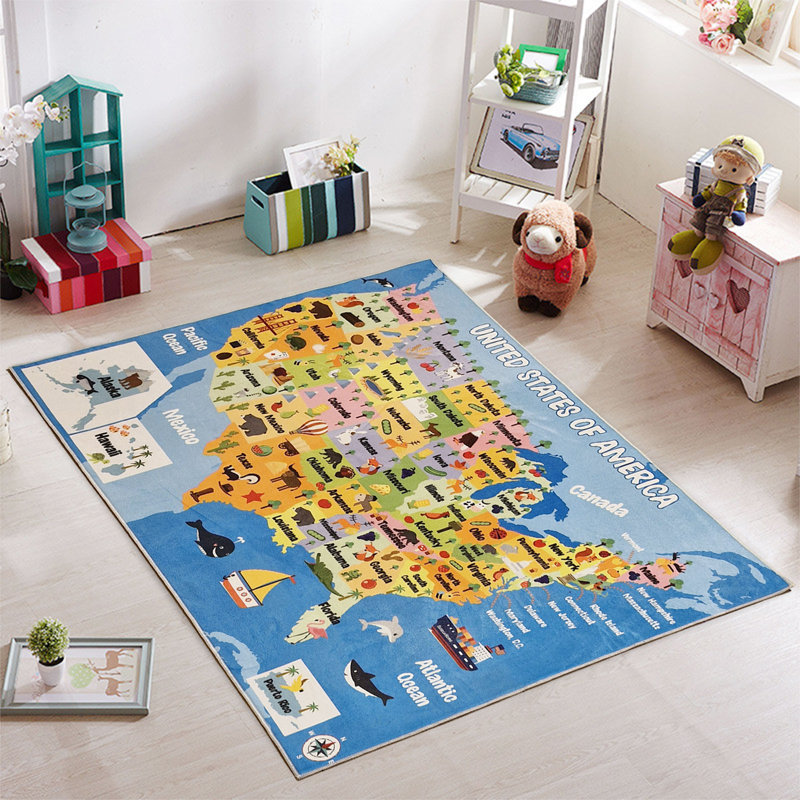 Tapis éducatif lavable en coton pour chambre d'enfant 3 pi 3 po x 4 pi 11 po