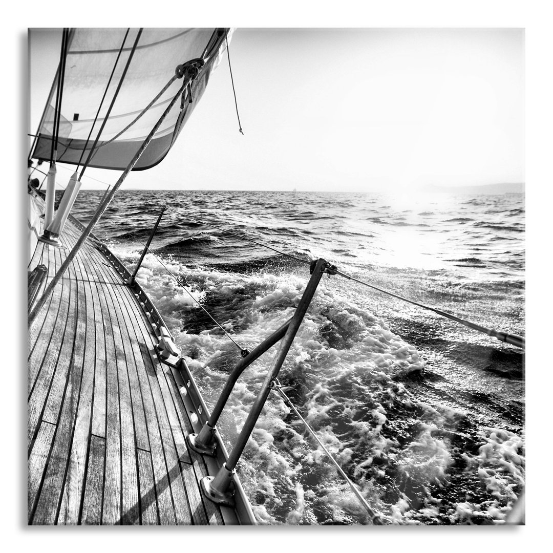 Ungerahmtes Foto auf Glas "Segelboot auf dem Meer"