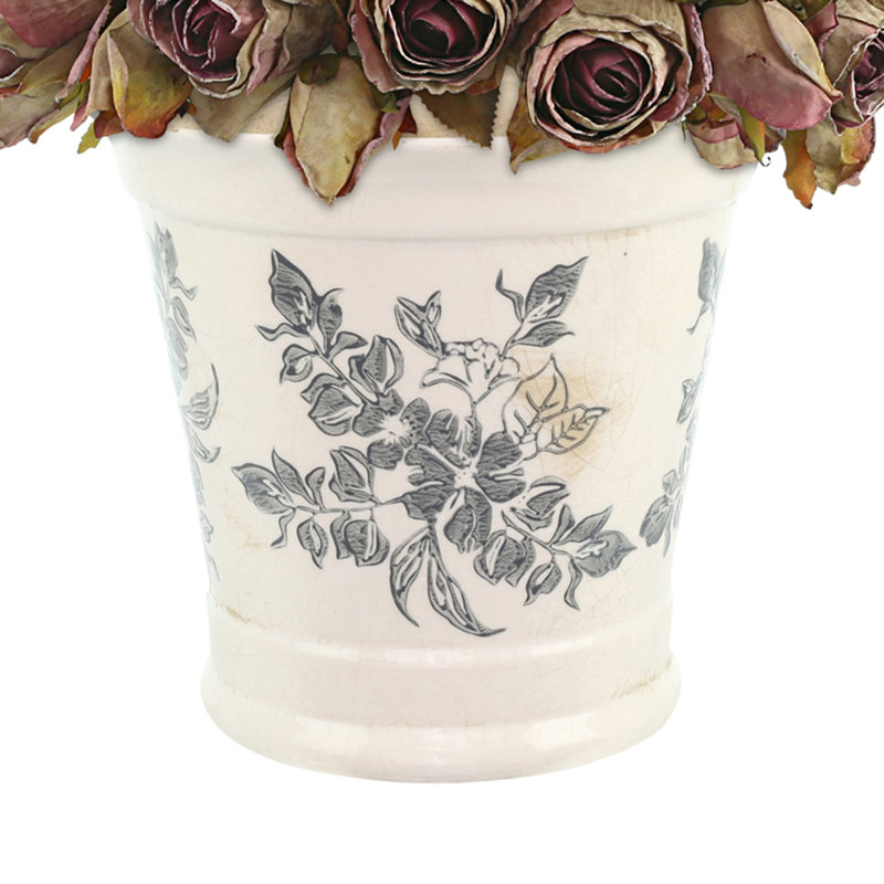 Dried Rose Bundle in Ceramic Pot, Brown