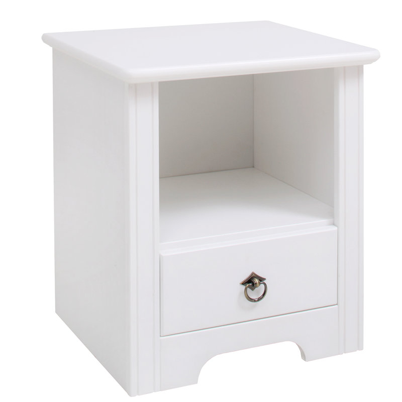 Fitzgerald 45cm W Solid Wood Bedside Table, White 