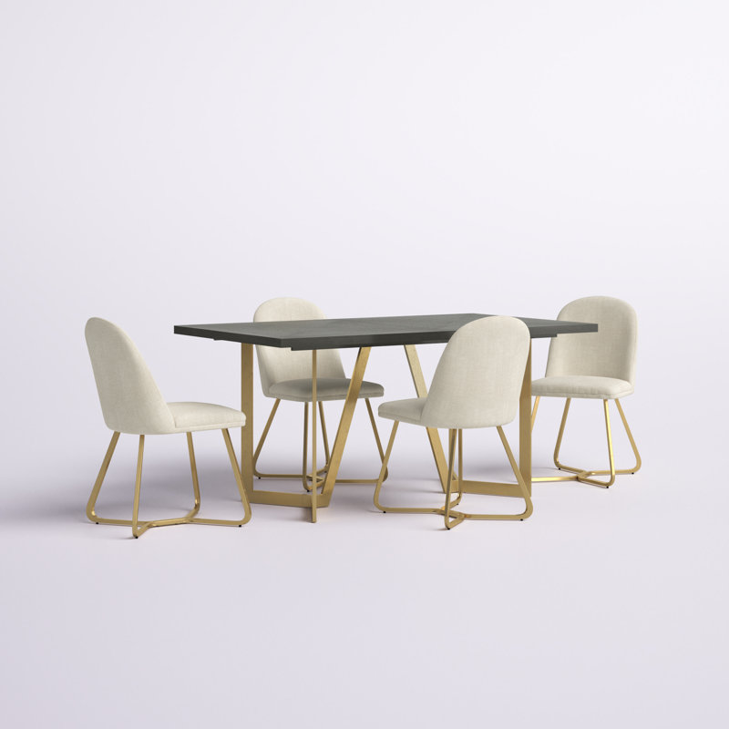 Ainhoa 4 - Person Double Pedestal Dining Set, Gold