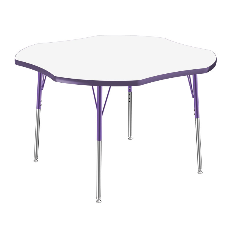 Table d'activité à sec avec pieds réglables, Roulement pivotant standard, Trèfle, Whiteboard/Purple