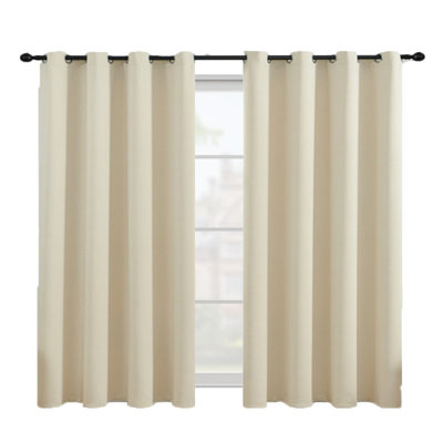 2 Pieces Beige Blackout Curtains Bedroom Curtains Grommet Curtains Thermal Insulated Room Darkening Small Window Panels