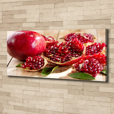 Pomegranate With Leaves - Wrapped Canvas Print