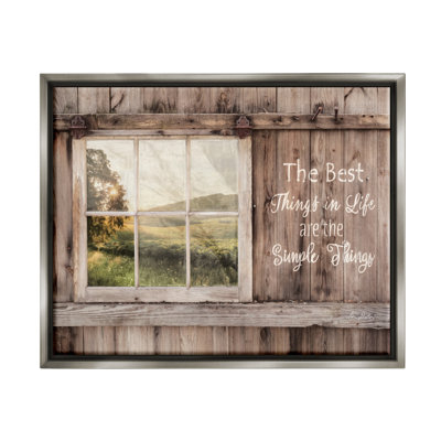 Simple Things Rustic Barn Window Distressed Photograph Luster Gray Framed Floating Canvas Wall Art by Lori Deiter