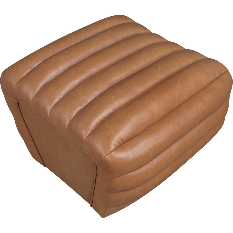 Vega Leather Ottoman, Cognac Vegan Leather