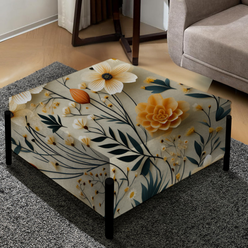 Botanical Nomad Boho Motif I - Grand repose-pieds carré Boho