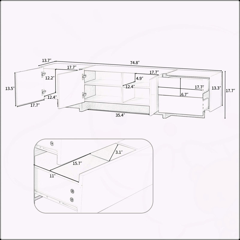 Black Contemporary Rectangle Design TV Stand
