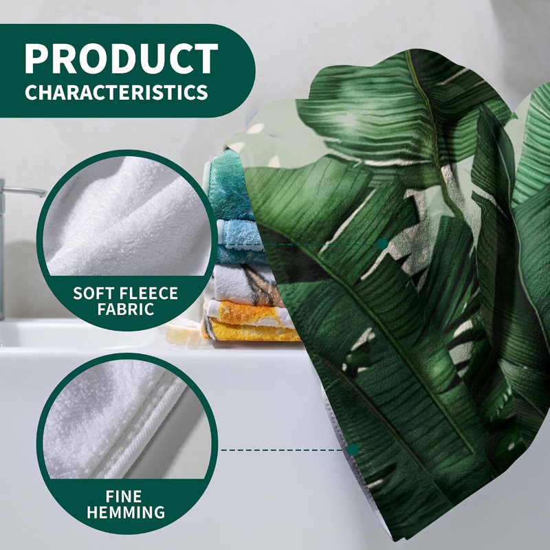Serviettes de bain en microfibre Botanical Leaf surdimensionnées en microfibre pour salle de bain 30 * 63 pouces Plus, vous recevrez un sac fourre-tout en toile de style plage