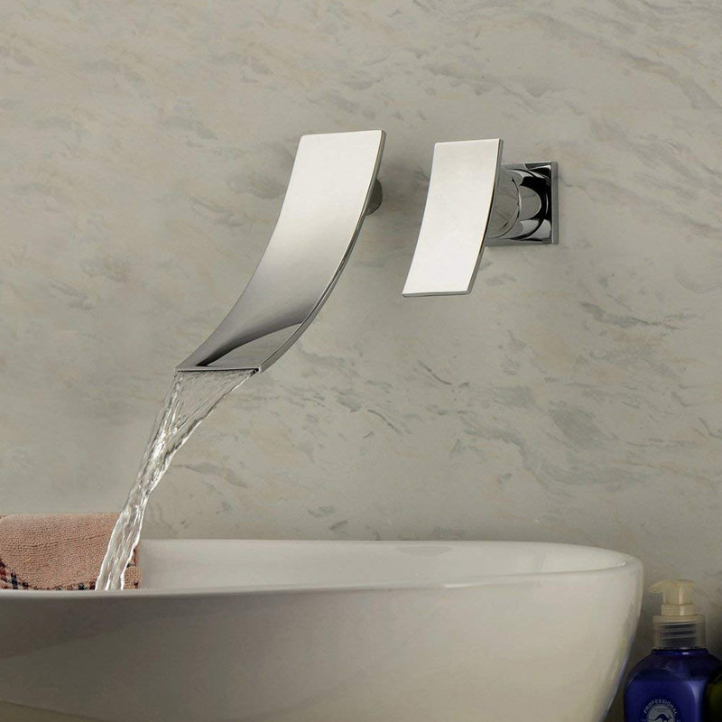 Robinet de meuble-lavabo mural, robinet de salle de bain en cascade, robinet de lavabo, Chrome