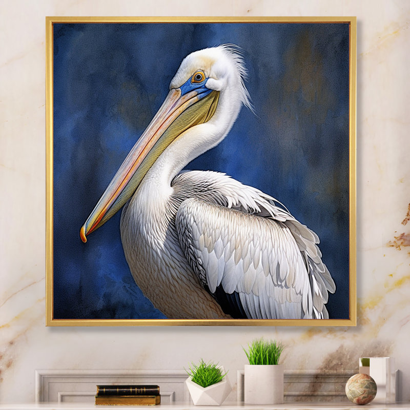«Majestic Pelican Seabird V», reproduction sur toile, H 30 po x l 30 po x P 1 po, Cadre flottant doré