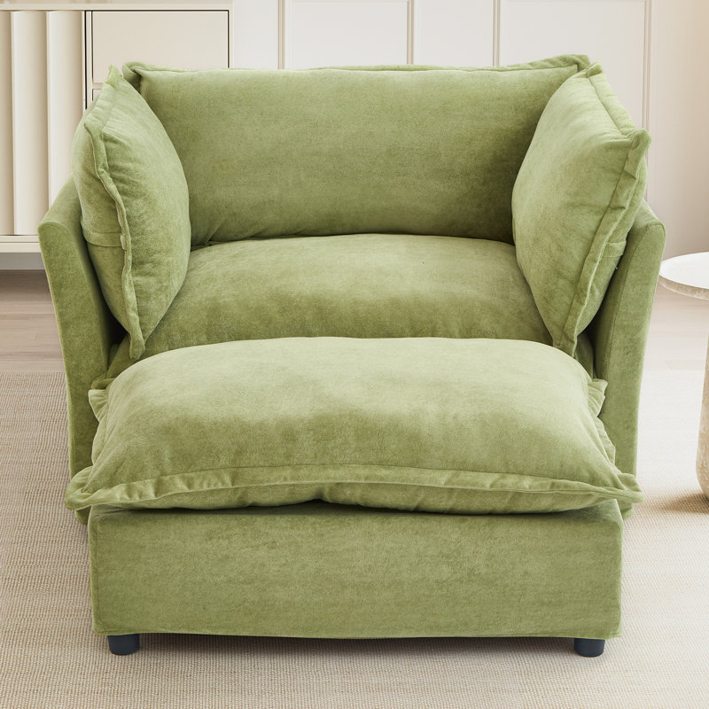 Fauteuil rembourré moderne 47 po, Vert