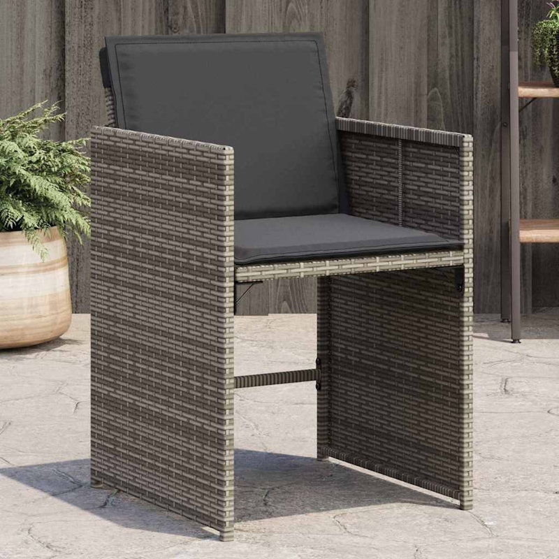 Outdoor Patio Dining Armchair with Cushion, Dark Grey, Grey
