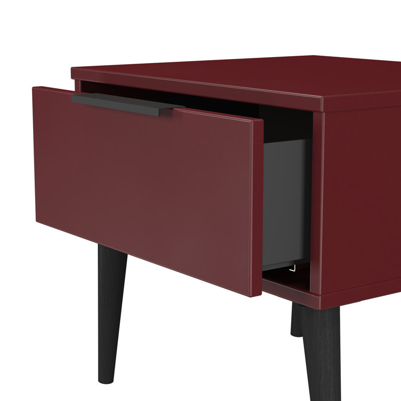 Solvay 45cm W Manufactured Wood Bedside Table, Red