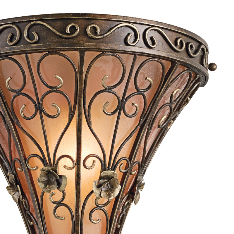 Applique murale d'intérieur Lenka 1 lumière Terrene Bronze avec abat-jour en verre Piastra
