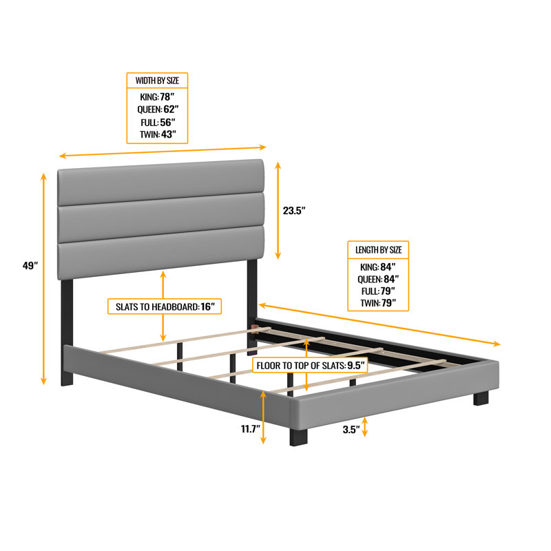 Boyd Sleep Napoli Faux Leather Fabric Upholstered Platform Bed Frame w/Adjustable Headboard, no Noise Strong Wood Slat Support, Box Spring/Foundation Required, Easy Effortless Assembly,