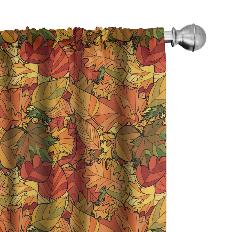 Autumn Floral Semi-Sheer Rod Pocket Curtain Panels, 28" x 84"