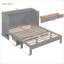 Lit escamotable pleine grandeur en bois massif gris doux avec grands tiroirs de rangement, idéal pour les petits appartements et les pièces multifonctionnelles