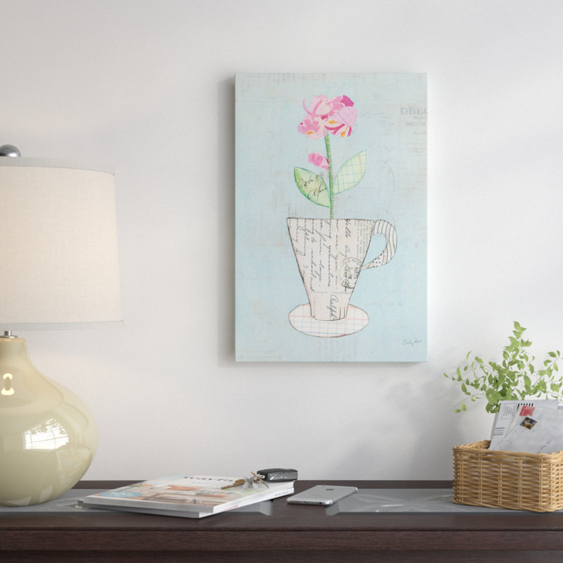 « iii », impression sur toile Teacup Floral, H 26 po x l 40 po x P 1,5 po, Toile tendue, Non mat