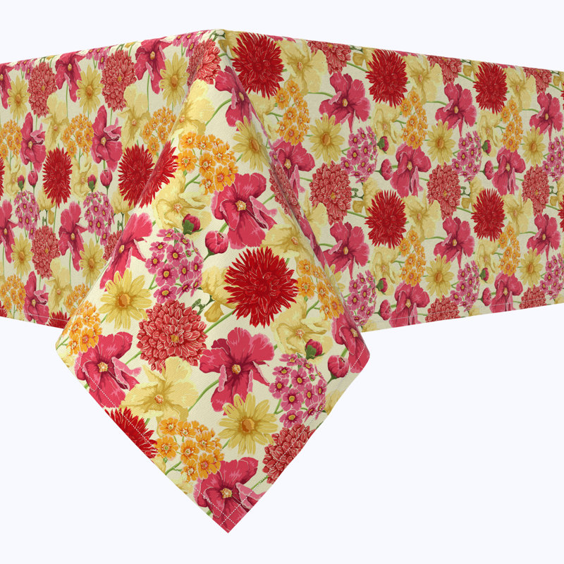 Rectangular Tablecloth, 100% Cotton, Floral 233, 84" x 52"