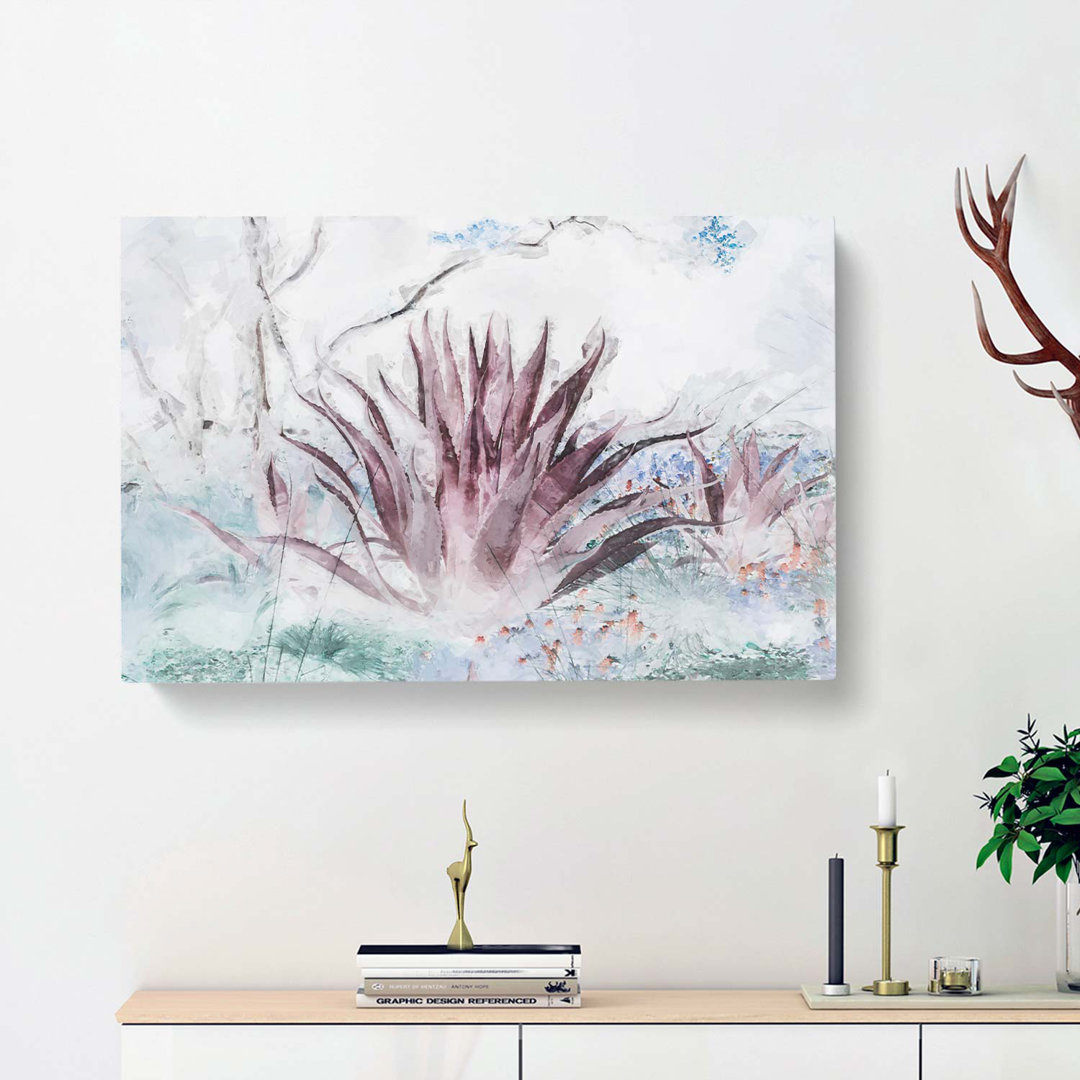 Wild Aloe Vera Succulent in Abstract - Wrapped Canvas