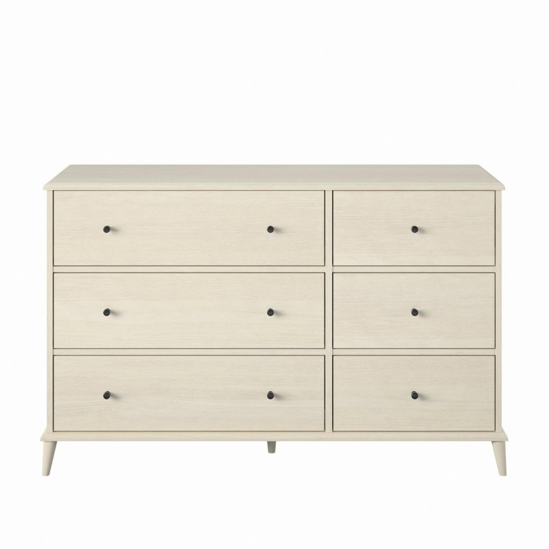 Commode 6 tiroirs, commode en bois pour chambre à coucher