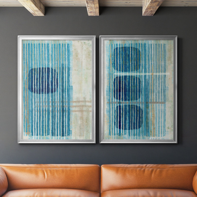 «Blue Blue Horizon I», toile encadrée de qualité supérieure - prête à être accrochée, Argent, H 30,5 po x l 45 po