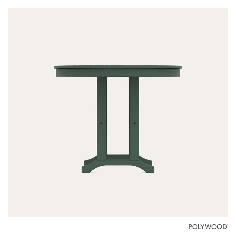 POLYWOOD Round Farmhouse Dining Table, Hunter Green, 36"
