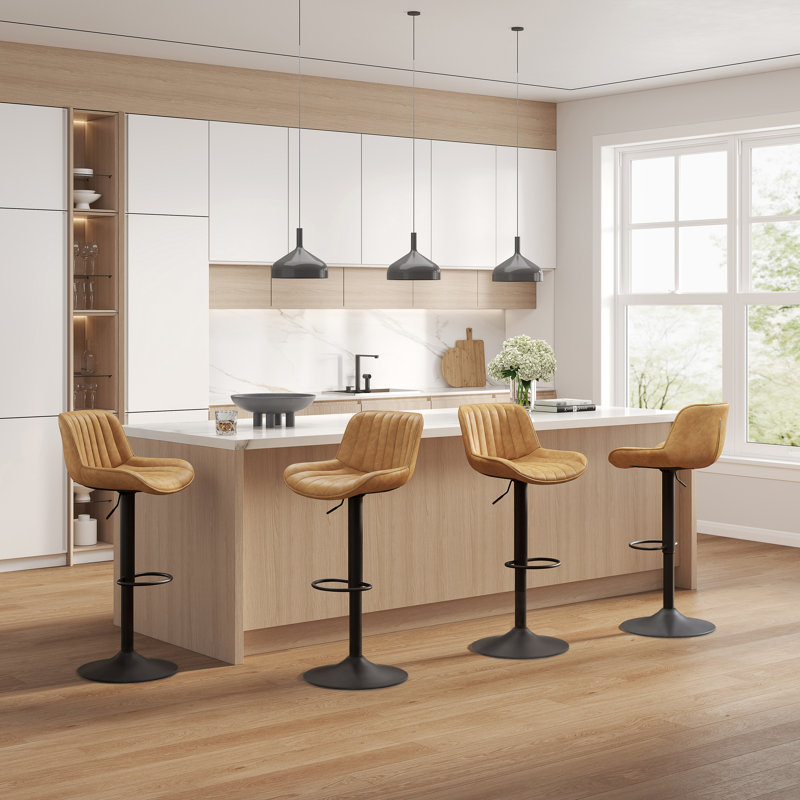 Adjustable Height Swivel Bar Stool, Yellow