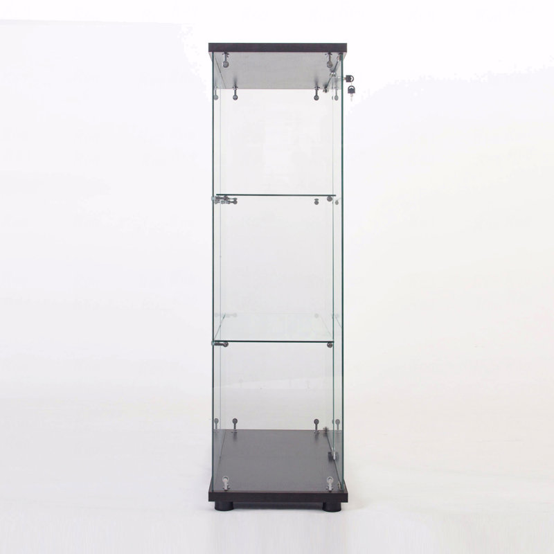Vitrine, verre, une porte avec 3 tablettes, Noir