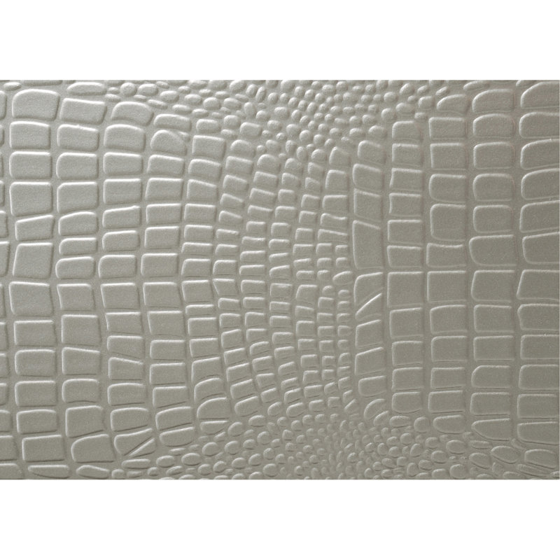 Superbe lit simple avec texture de crocodile et tête de lit tapissier imitation diamant couleur champagne
