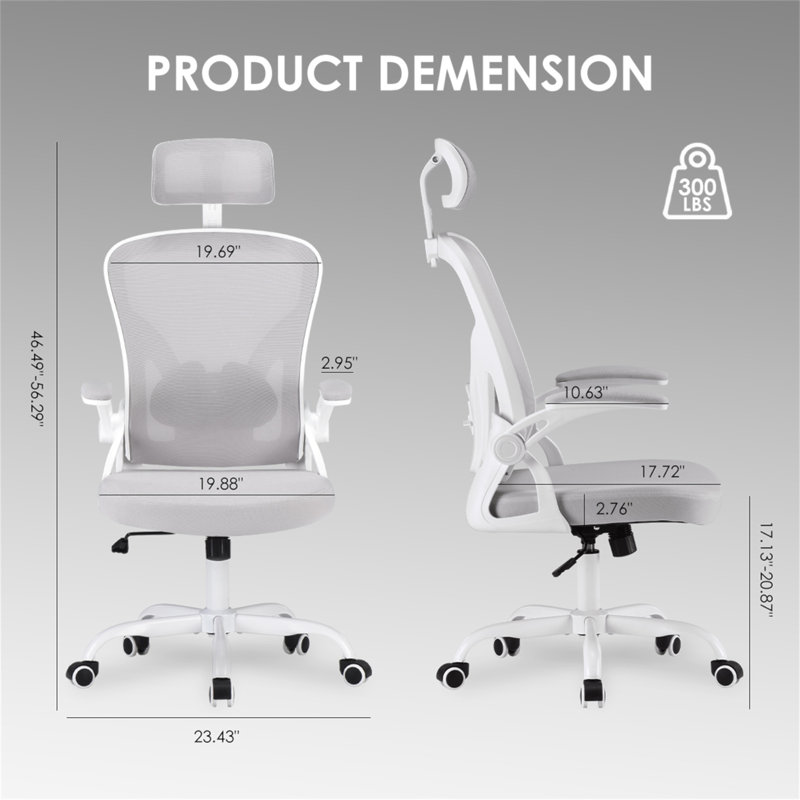 Ergonomic Office Chair, Home Office Desk Chair With Headrest, High Back Computer Chair With Armrests And Adjustable Lumbar Support For Home Office Study Room