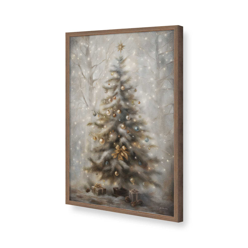 «Oh Tannenbaum» par Jo Moulton, reproduction d'art sur toile, Brun, Papier avec cadre ouvert sans passe-partout