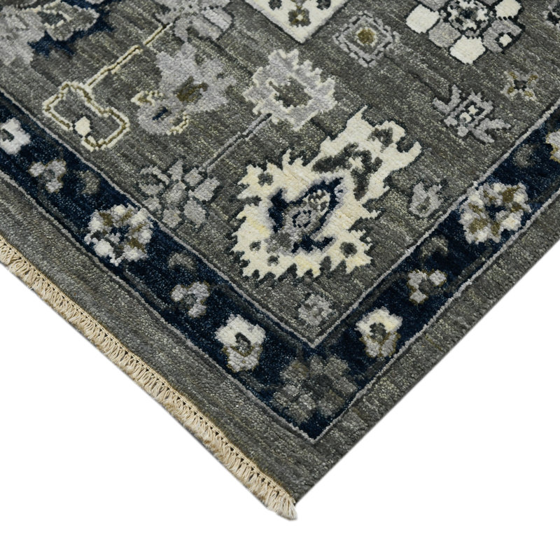 Nuit Arabe Wool Geometric Area Rug in Blue, Rectangle 10' x 14'